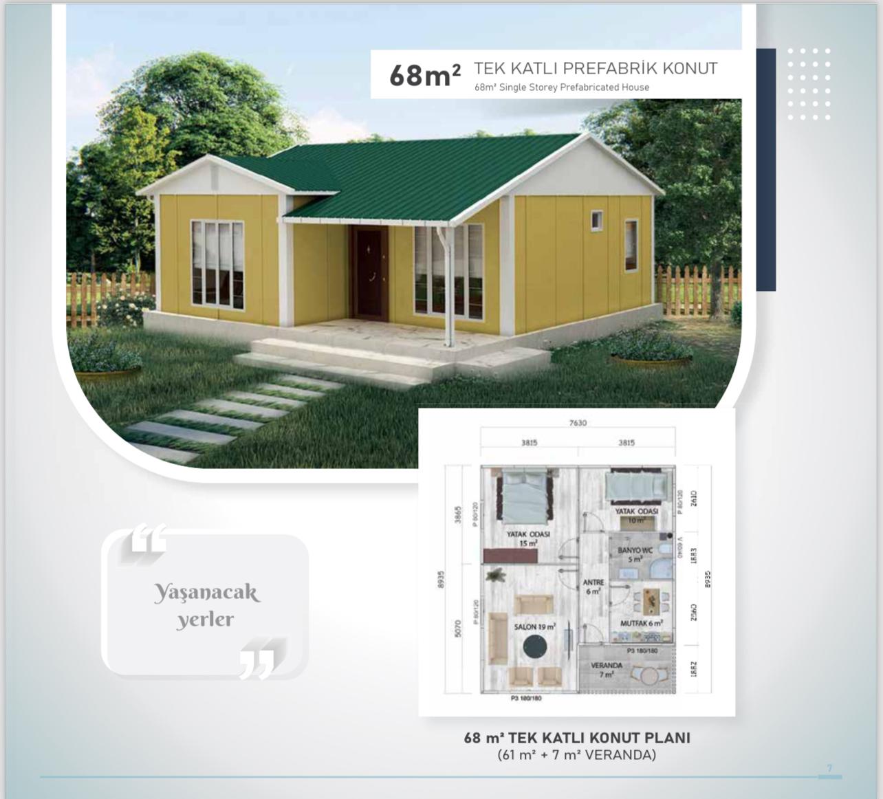 86 Metre kare tek kat çelik ev